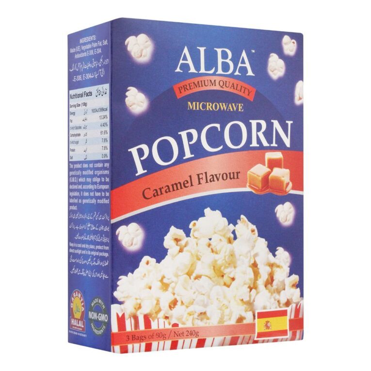 Alba Microwave Popcorn, Caramel Flavour 240g - Image 1