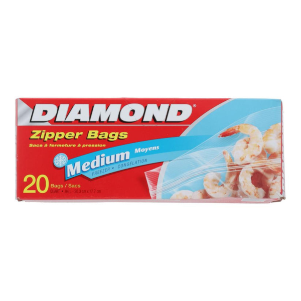 Diamond Zipper Freezer Bags Medium 20 pcs