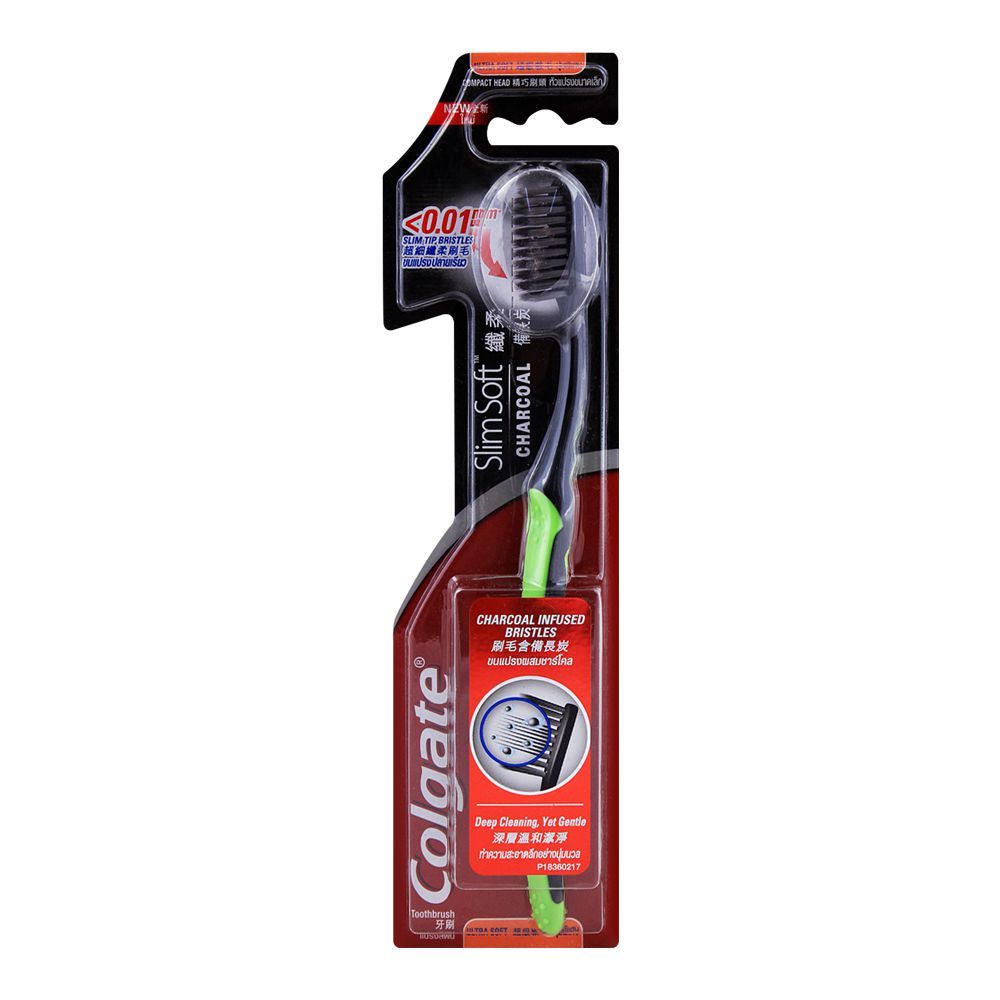 1105314-1 Colgate Slim Soft Charcoal Ultra Soft Toothbrush 1 unit - Image 1