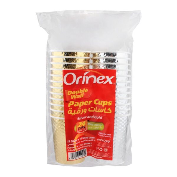 Orinex Silver And Gold Paper Cups 24 pcs