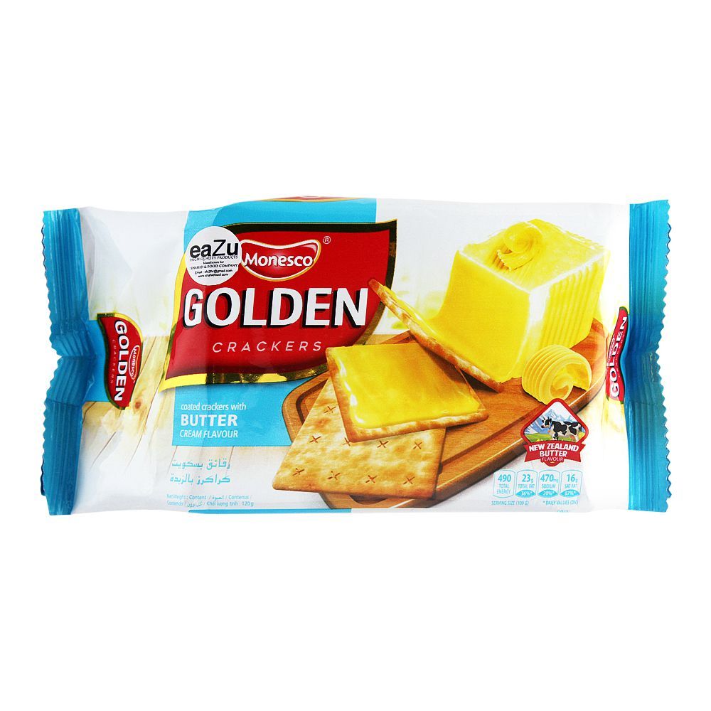 1203346-1 Monesco Golden Coated Crackers Butter Cream Flavor 120 g - Image 1