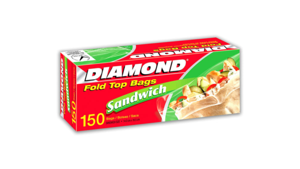 Diamond Fold Top Sandwich Bags 150 bags