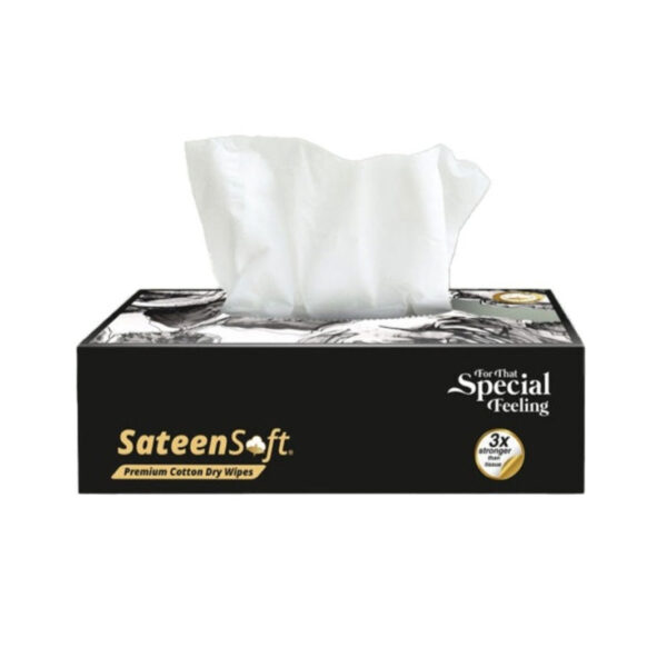 Sateen Soft Premium Coton Dry Wipes 3X Stronger Tissue 1 Unit