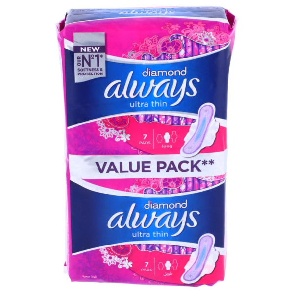 Always Diamond Ultra Thin Long Pads Value Pack 14 pcs