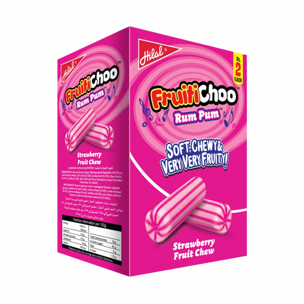 grocerapp-fruitichoo-rumpum-stwby-box-60f57379d5128 Hilal Rum Pum Fruity Roll Strawberry 420 g - 50 units - Image 1